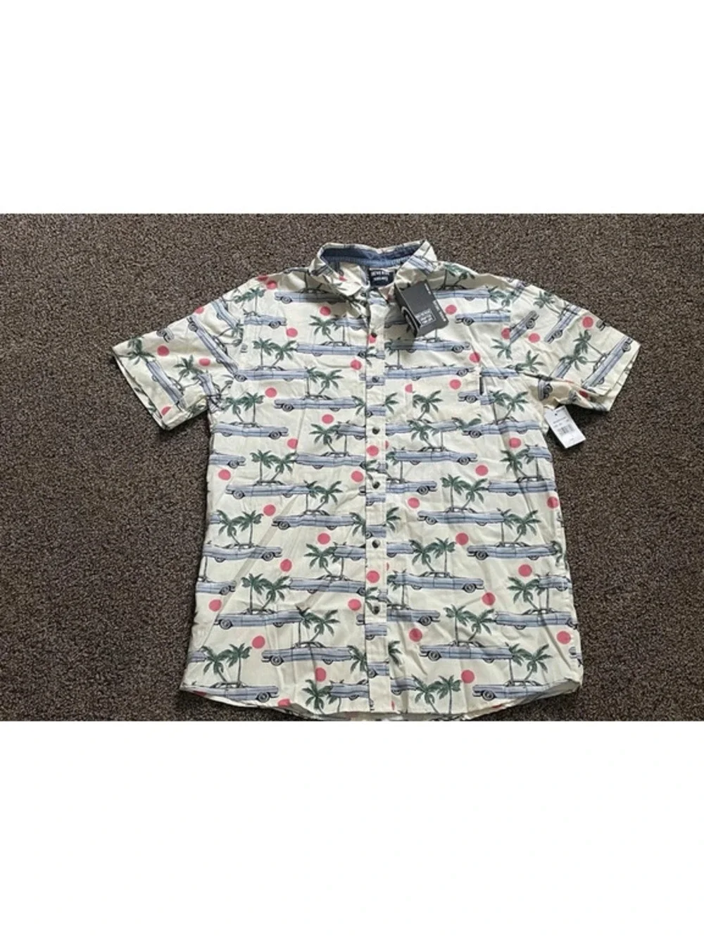 3 Men’s Hawaiian Button Up Shirts Size L Volcom, Reverse Threads